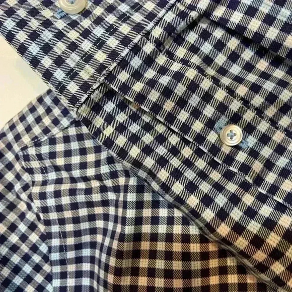 UNTUCKit Men’s Gingham Blue/Brown Long Sleeve‎ Dress Shirt- Small - NWOT - Picture 2 of 6